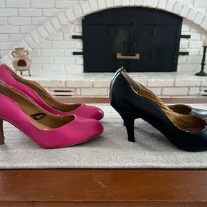 Pink and Black Women's Heels